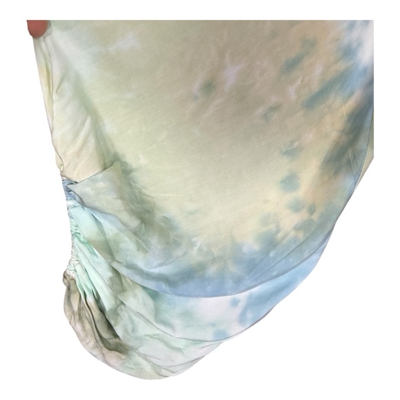 Signature8 Water Color Tie Dye Cropped Balloon Sleeve Blouse Size S - Picture 8 of 11